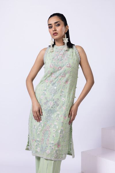 Embroidered | Polyester Crinkle Chiffon | Kurta | USD 18.00