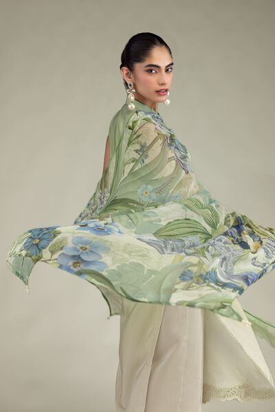 Embroidered | Chiffon | Floral Chiffon Dupatta | USD 30.00