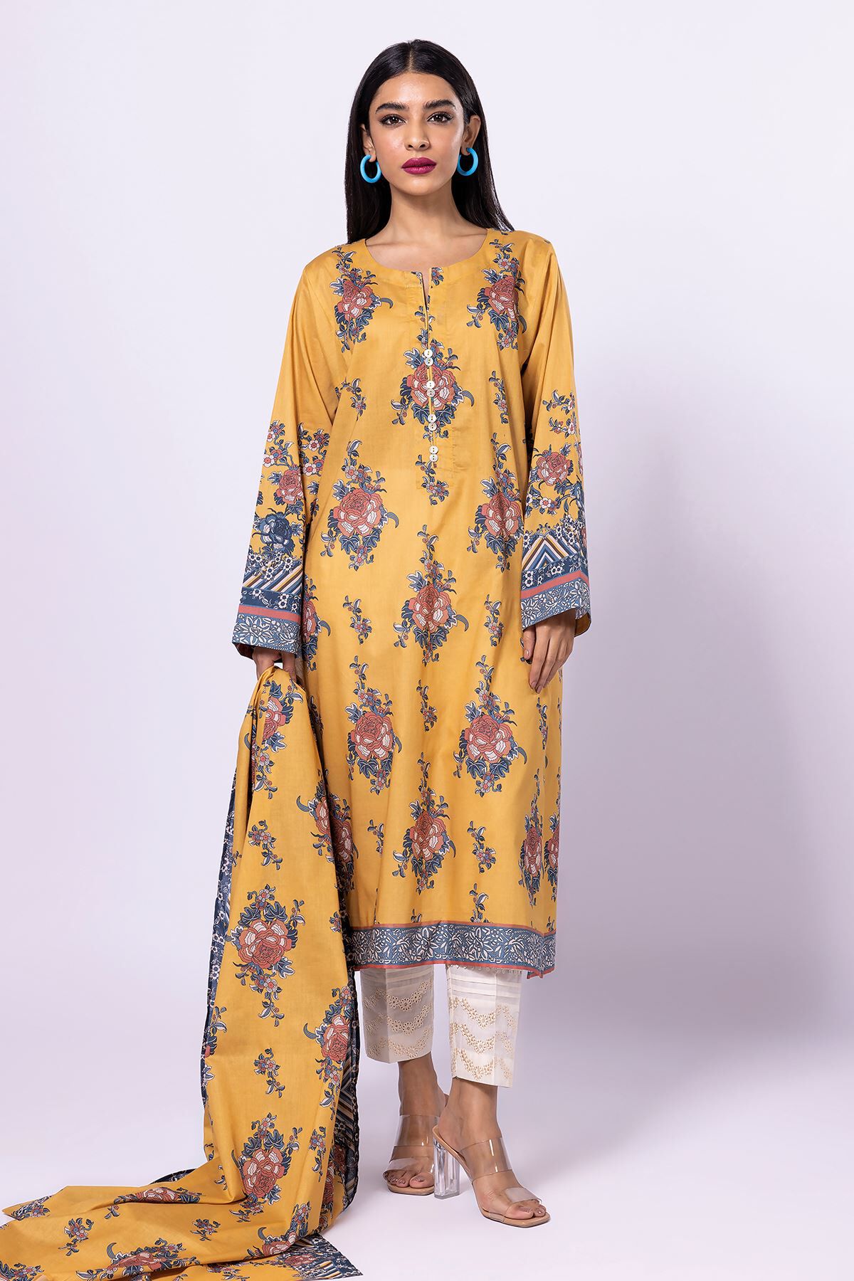 Khaadi yellow shop dress