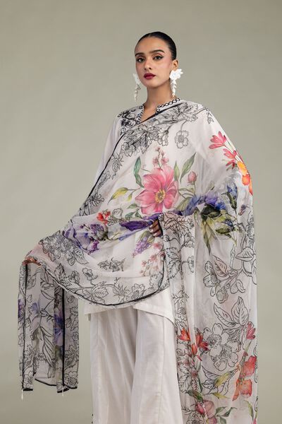 Embroidered | Chiffon | Floral Chiffon Dupatta | USD 30.00