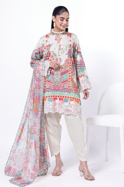 Embroidered | Cotton Satin | Fabrics 3 Piece | USD 27.50