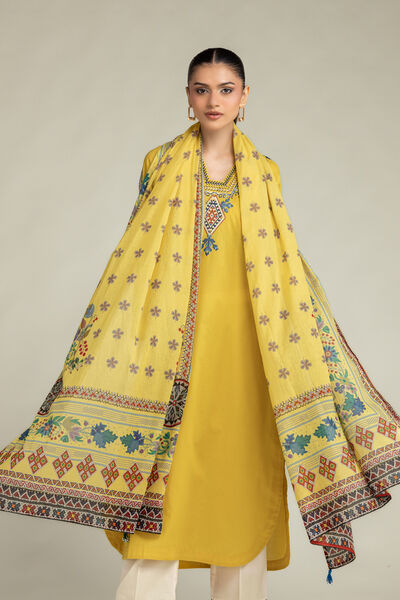 Embroidered | Lawn | Yellow Lawn Dupatta | USD 30.00