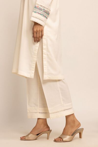 Pants | Embroidered, WHITE, hi-res