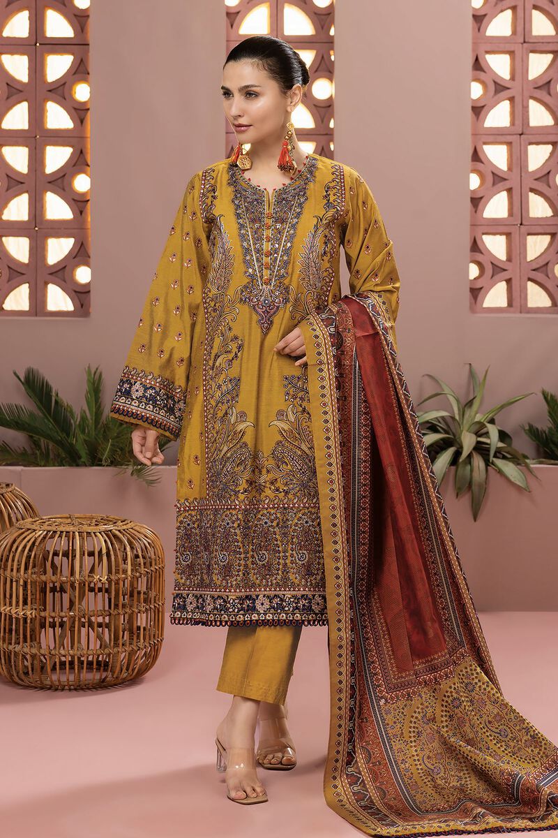 Embroidered | Dull Raw Silk | Fabrics 3 Piece | null