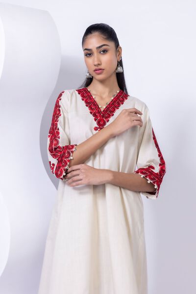 Embroidered | Crosshatch Poplin | Kurta | USD 15.00