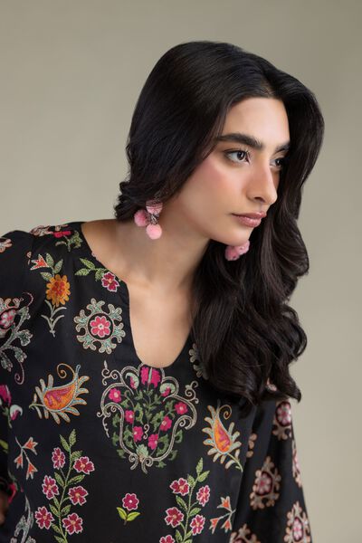 Printed | Cambric | Black Cambric Kurta | USD 17.50
