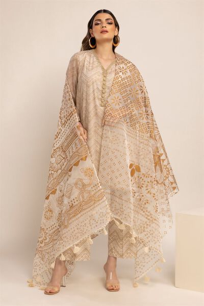 Organza Dupatta, OFF-WHITE, hi-res