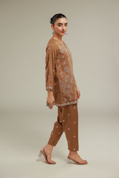 Embroidered | Raw Silk | Floral Straight Shalwar | USD 10.50