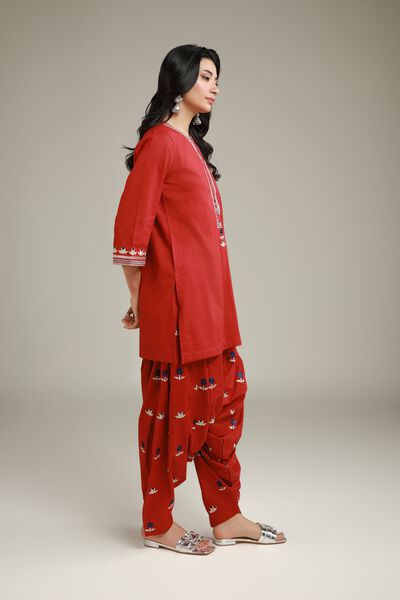 Embroidered | Cambric | Red Cambric Shalwar | USD 35.00