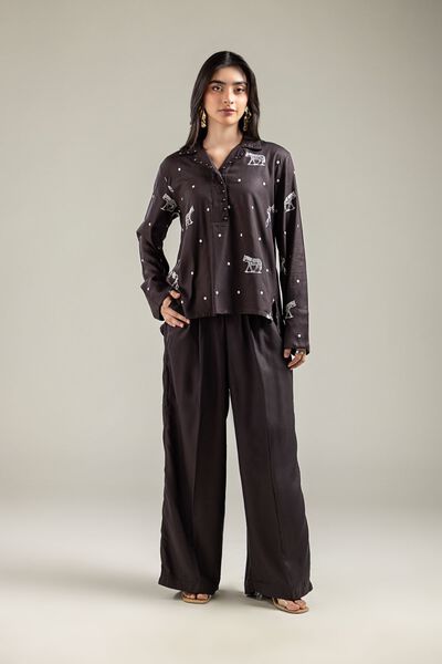 Embroidered | Viscose Crepe | Trousers | USD 9.00