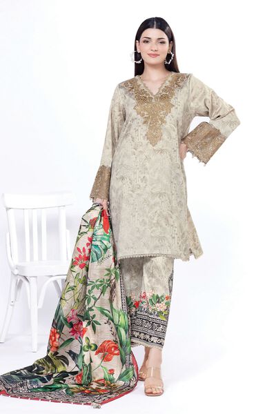 Embroidered | Cotton Satin | Fabrics 3 Piece | USD 27.50