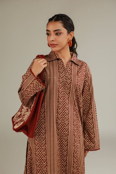 Printed | Textured Cotton | Brown Cotton Kurta | USD 30.00