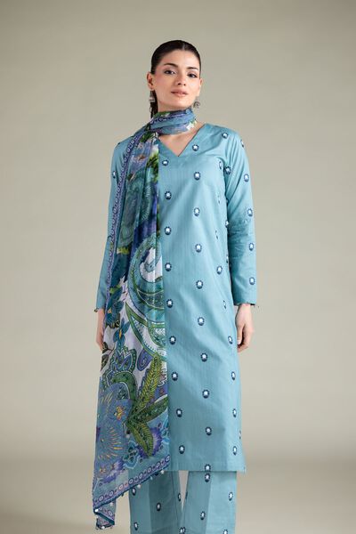 Embroidered | Cotton Dobby | Longline V-Neck Kurta | USD 10.50