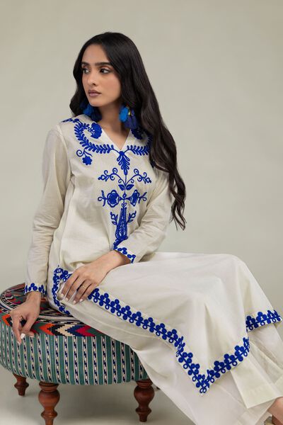 Embroidered | Cambric | Floral Cambric Kurta | USD 45.00