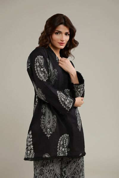 Embroidered | Cotton Crinkle | Paisley V-Neck Kurta | USD 12.00