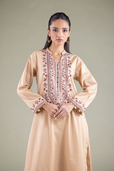 Embroidered | Cambric | Long V-Neck Kurta | USD 40.00
