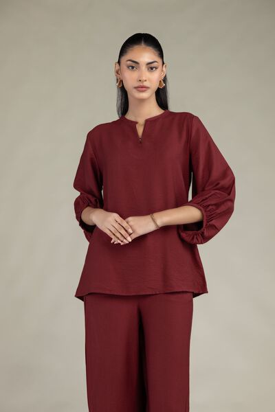 Dyed | Crepe | Solid Maroon Shirt | USD 20.00