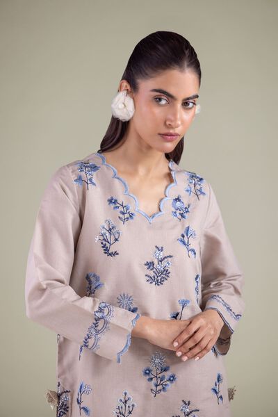 Embroidered | Mesuri | Floral Scalloped Kurta | USD 27.50
