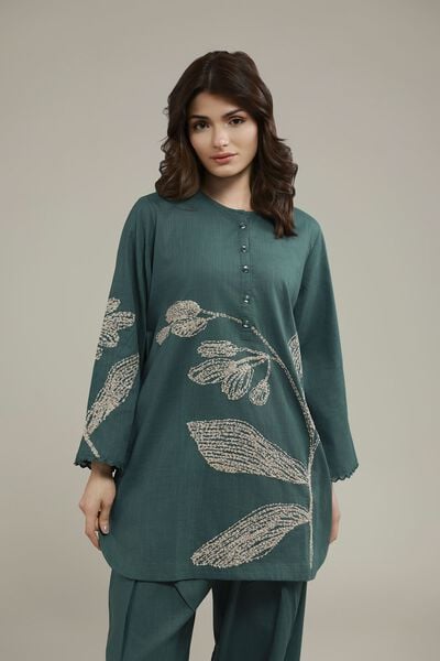 Embroidered | Heavy Textured Cotton | Short Floral Kurta | USD 30.00