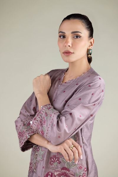 Embroidered | Raw Silk | Floral Threadwork Kurta | USD 32.50