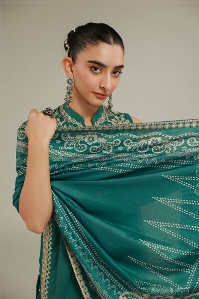 Embroidered | Polyester Silk | Geometric Draped Dupatta | USD 20.00