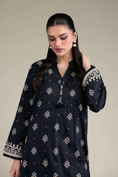 Printed | Cotton Viscose | Long V-Neck Kurta | USD 35.00