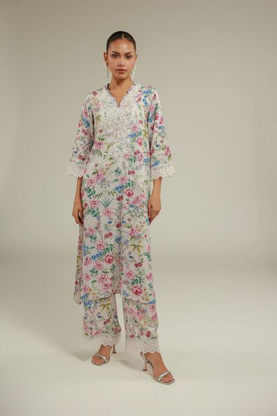 Embroidered | Raw Silk | Floral Longline Kurta | USD 18.00