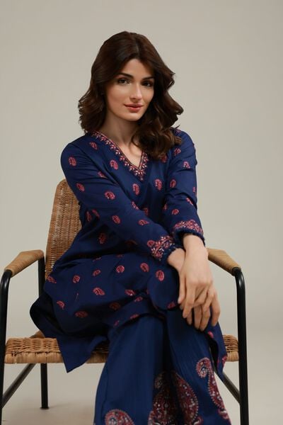 Embroidered | Cotton Crinkle | Paisley Longline Kurta | USD 40.00