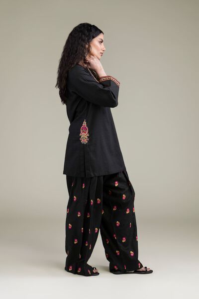 Embroidered | Cotton Dobby | Black Cotton Shalwar | USD 35.00