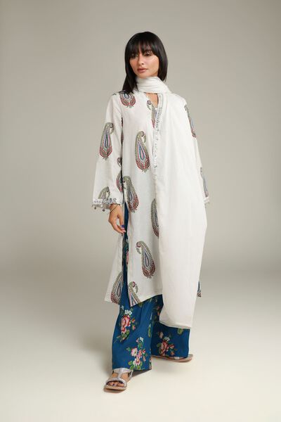 Embroidered | Cambric | Blue Floral Pants | USD 25.00