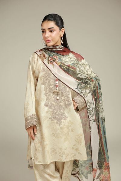 Embroidered | Satin | 3-Piece Tailored Suit | USD 75.00