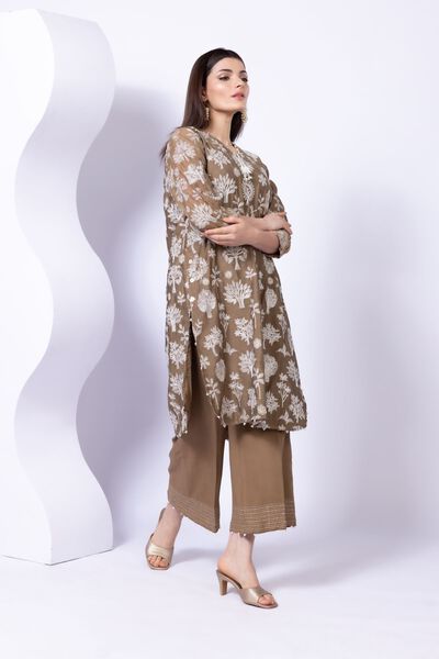 Embroidered | Crosshatch Raw Silk | Pants | USD 6.00