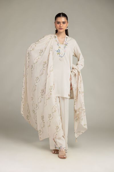 Embroidered | Cotton Dobby | Cotton V-Neck Kurta | USD 40.00