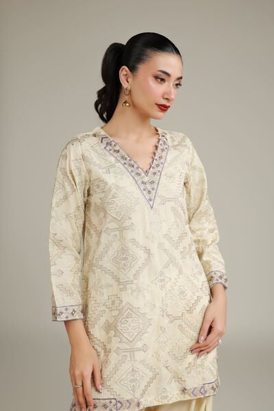 Embroidered | Raw Silk | Geometric Silk Kurta | USD 32.50