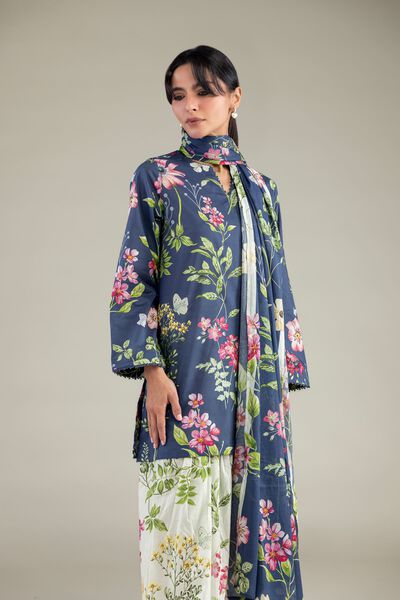 Printed | Cambric | Short Navy Kurta | USD 10.50