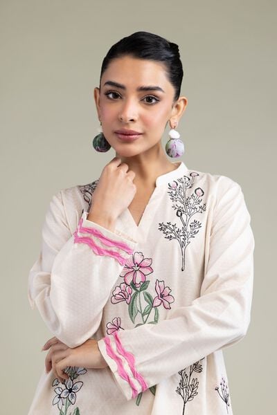 Embroidered | Cotton Dobby | Floral Cotton Kurta | USD 40.00