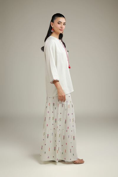Embroidered | Viscose Crepe | Viscose Wide Trousers | USD 20.00