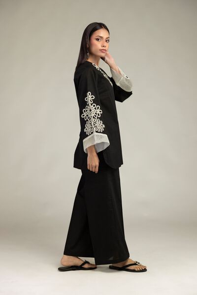 Embroidered | Cotton Dobby | Black Cotton Pants | USD 7.50
