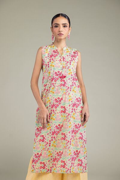 Printed | Cambric | Long Sleeveless Kurta | USD 35.00