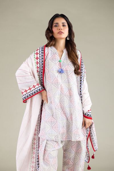 Embroidered | Textured Cotton | Geometric Tassel Kurta | USD 35.00