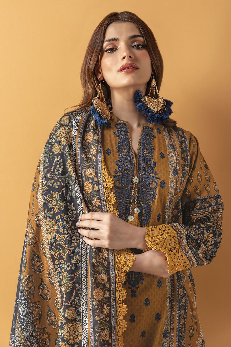 Printed Embroidered | Slub Lawn | Tailored 3 Piece | null