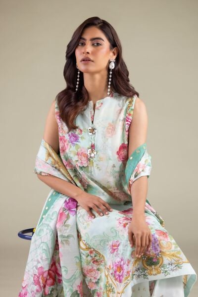Embroidered | Raw Silk | Sleeveless Floral Kurta | USD 27.50
