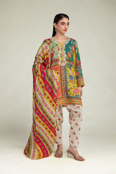 Embroidered | Raw Silk | Floral Silk Shalwar | USD 9.00