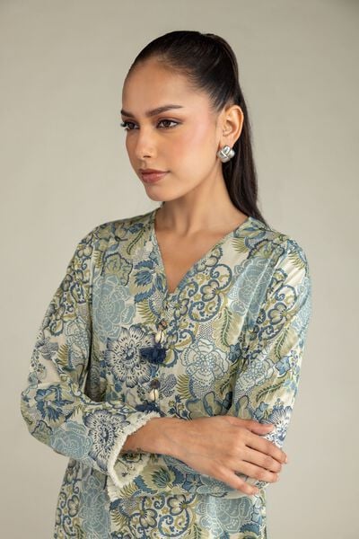 Printed | Cambric | Floral V-Neck Kurta | USD 35.00