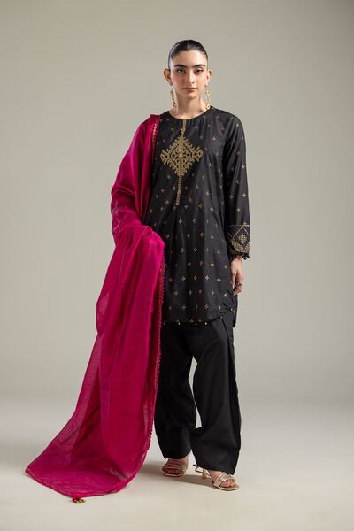 Raw Silk | Solid Black Shalwar | USD 9.00