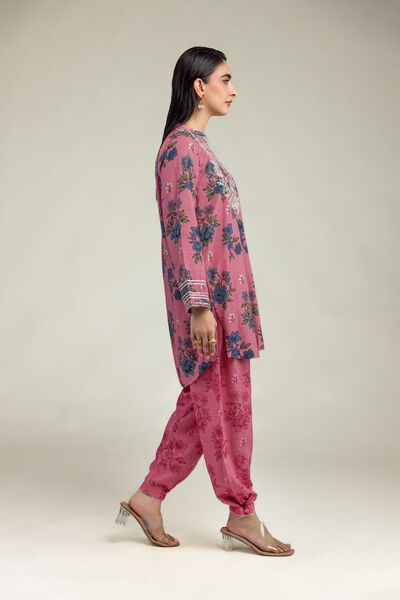 Embroidered | Raw Silk | Floral Pink Shalwar | USD 9.00