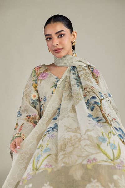 Printed | Lawn | Beige Lawn Dupatta | USD 12.50