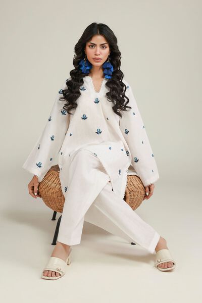 Embroidered | Dobby | Tailored 2-Piece Set | USD 33.00
