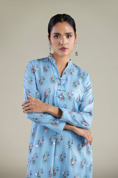 Embroidered | Viscose | Paisley Band Collar Kurta | USD 10.50